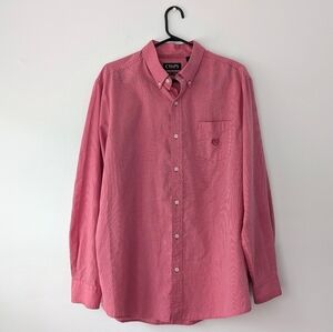 Chaps Men’s Easy Care Long Sleeve Pink Shirt In Size L